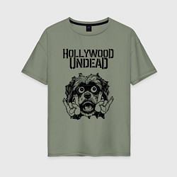 Футболка оверсайз женская Hollywood Undead - rock dog, цвет: авокадо
