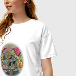 Футболка оверсайз женская Очки на черепе, цвет: белый — фото 2