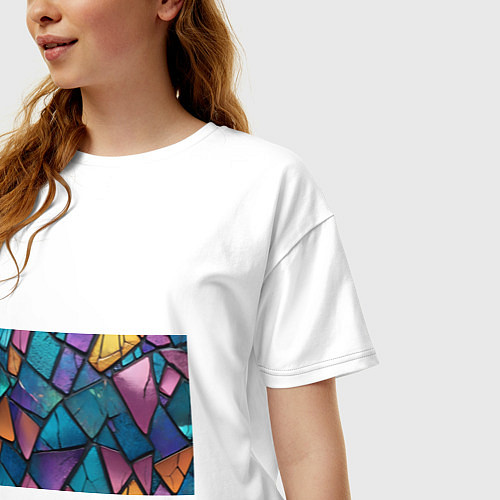 Женская футболка оверсайз Яркое стекло / Белый – фото 3