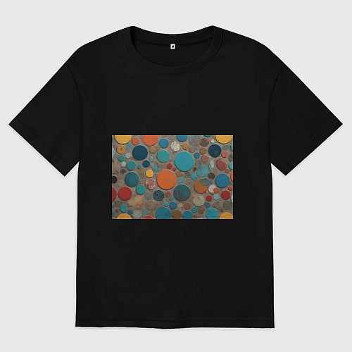 Женская футболка оверсайз Арт вариация терраццо / Черный – фото 1