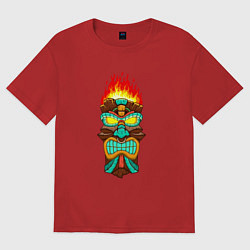 Футболка оверсайз женская Огненный тотем, цвет: красный