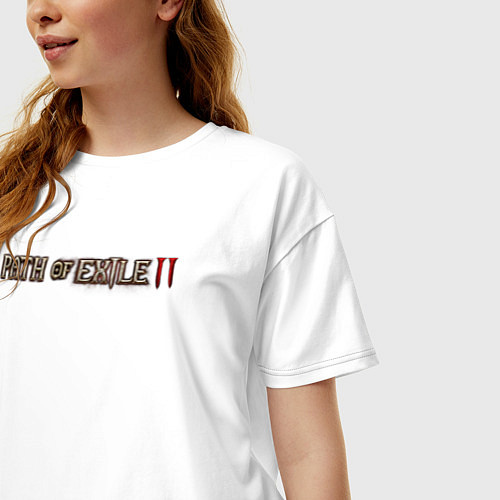 Женская футболка оверсайз Path of exile 2 logotype / Белый – фото 3