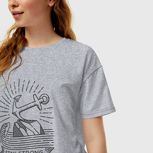 Женская футболка оверсайз Оставайся сильным / Меланж – фото 3