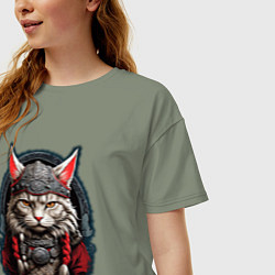 Футболка оверсайз женская Кот викинг, цвет: авокадо — фото 2