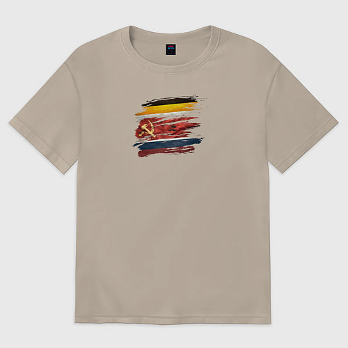 Женская футболка оверсайз Мы были, есть и будем / Миндальный – фото 1