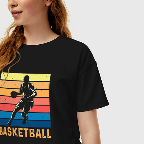 Женская футболка оверсайз Basketball lettering / Черный – фото 3