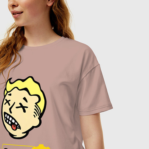 Женская футболка оверсайз Vault boy - covid 19 / Пыльно-розовый – фото 3