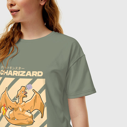 Женская футболка оверсайз Покемоны Чаризард Charizard / Авокадо – фото 3