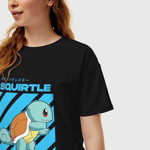 Женская футболка оверсайз Покемоны Сквиртл Squirtle / Черный – фото 3