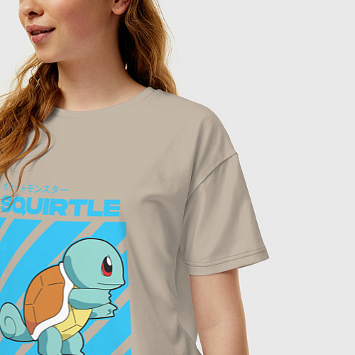 Женская футболка оверсайз Покемоны Сквиртл Squirtle / Миндальный – фото 3