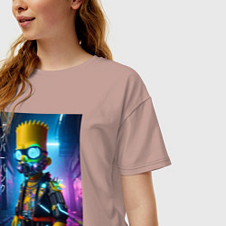 Футболка оверсайз женская Барт Симпсон в респираторе - нейроарт, цвет: пыльно-розовый — фото 2