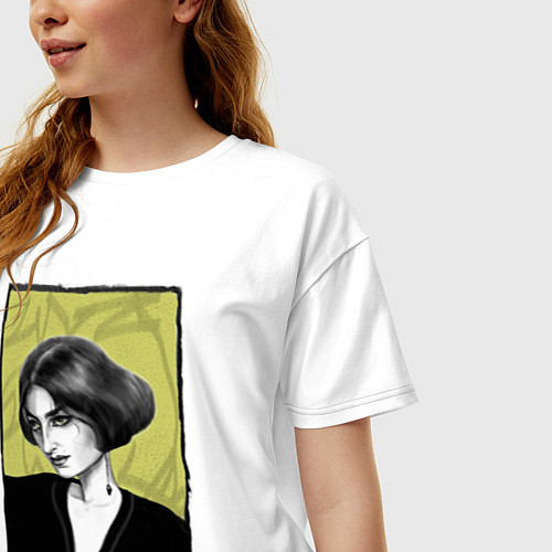 Женская футболка оверсайз Желтоглазая мадам / Белый – фото 3
