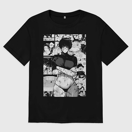 Женская футболка оверсайз Магическая битва Маки Дзэнин секси / Черный – фото 1