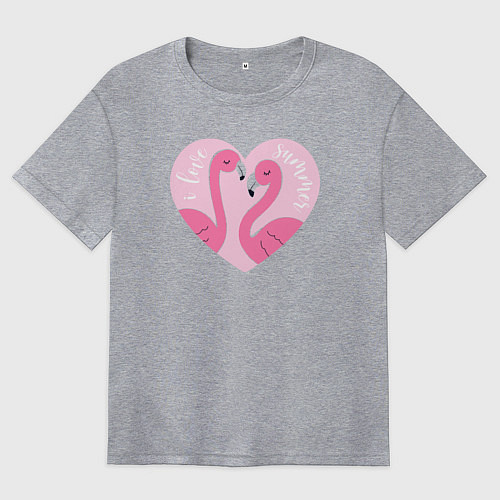 Женская футболка оверсайз Летние фламинго / Меланж – фото 1