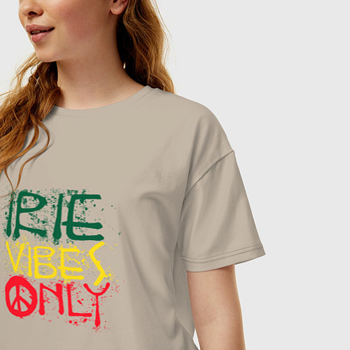 Женская футболка оверсайз Irie vibes only / Миндальный – фото 3