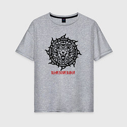 Футболка оверсайз женская Логотип - славянский волк, цвет: меланж