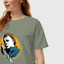 Футболка оверсайз женская Michael real men chase you, цвет: авокадо — фото 2