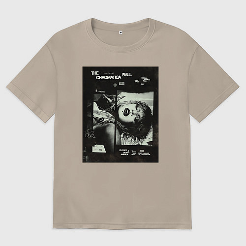 Женская футболка оверсайз Леди Гага постер / Миндальный – фото 1