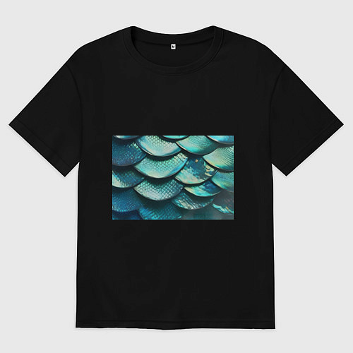 Женская футболка оверсайз Чешуя крупной рыбы / Черный – фото 1