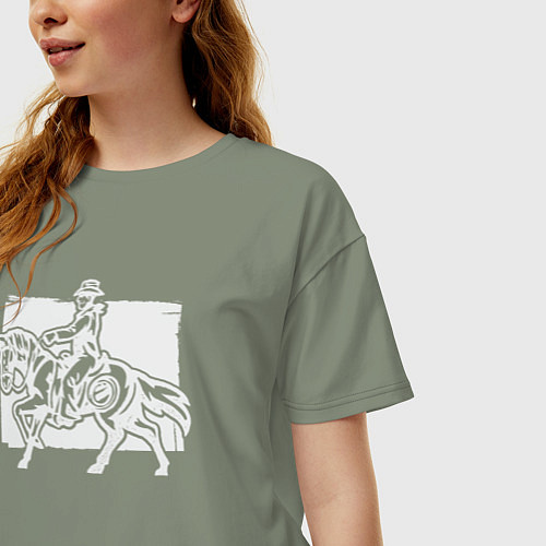 Женская футболка оверсайз Ковбой на лошади / Авокадо – фото 3