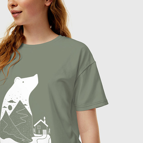 Женская футболка оверсайз Домик и мишка / Авокадо – фото 3