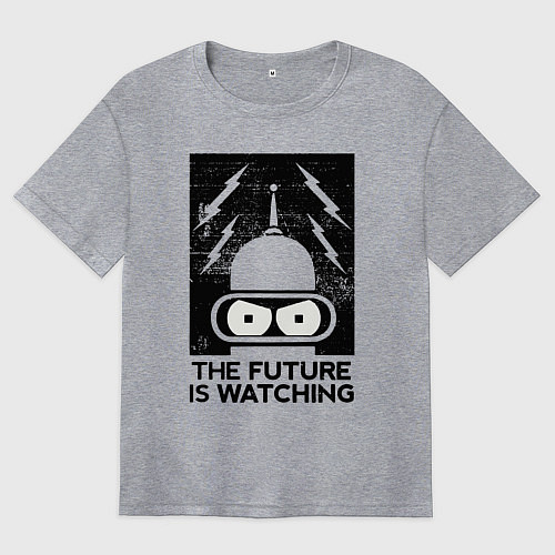 Женская футболка оверсайз Бендер - будущее наблюдает / Меланж – фото 1