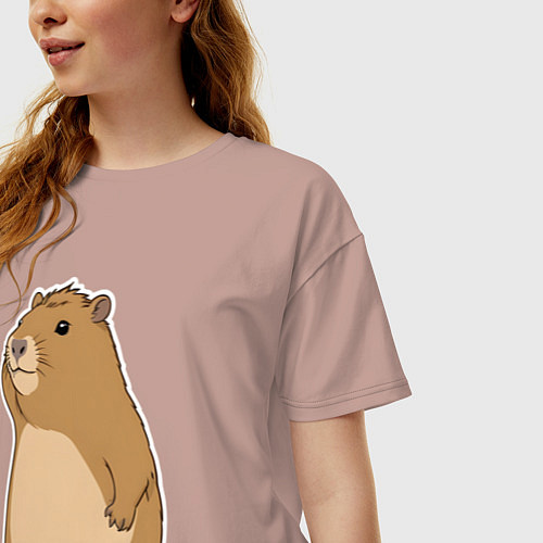 Женская футболка оверсайз Прекрасная капибара / Пыльно-розовый – фото 3