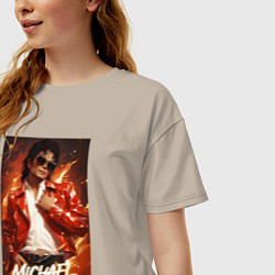 Футболка оверсайз женская Michael Jackson in the red jacket, цвет: миндальный — фото 2