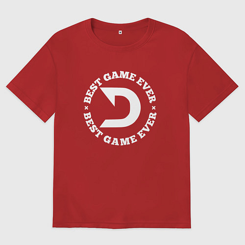 Женская футболка оверсайз Символ Deadlock и круглая надпись best game ever / Красный – фото 1