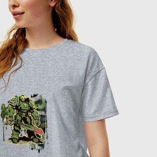 Женская футболка оверсайз Каратель в силовой броне / Меланж – фото 3