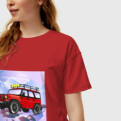 Футболка оверсайз женская Внедорожник УАЗ Хантер, цвет: красный — фото 2