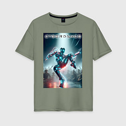 Футболка оверсайз женская Кибер танцор - неоновое свечение, цвет: авокадо