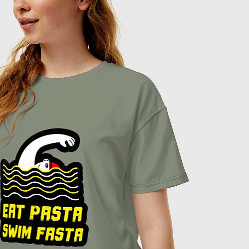 Женская футболка оверсайз Ешь пасту плавай быстро / Авокадо – фото 3