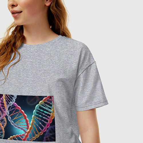 Женская футболка оверсайз Разноцветный ДНК / Меланж – фото 3