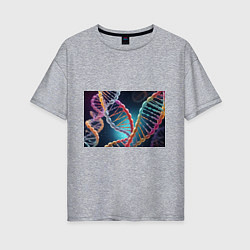 Футболка оверсайз женская Разноцветный ДНК, цвет: меланж