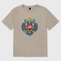 Футболка оверсайз женская Герб России орёл, цвет: миндальный