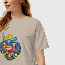 Футболка оверсайз женская Герб России орёл, цвет: миндальный — фото 2