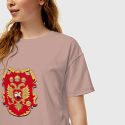 Футболка оверсайз женская Герб Москвы символика ретро, цвет: пыльно-розовый — фото 2