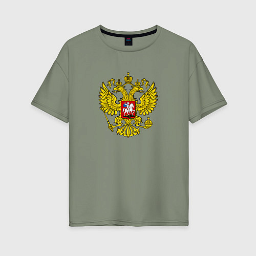 Женская футболка оверсайз Герб РФ главный / Авокадо – фото 1