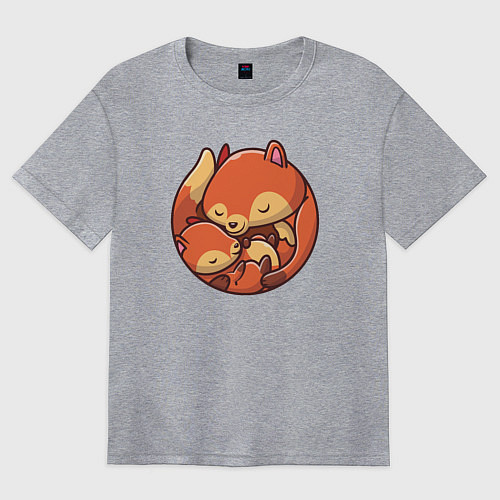 Женская футболка оверсайз Fox family / Меланж – фото 1