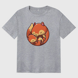 Женская футболка оверсайз Fox family