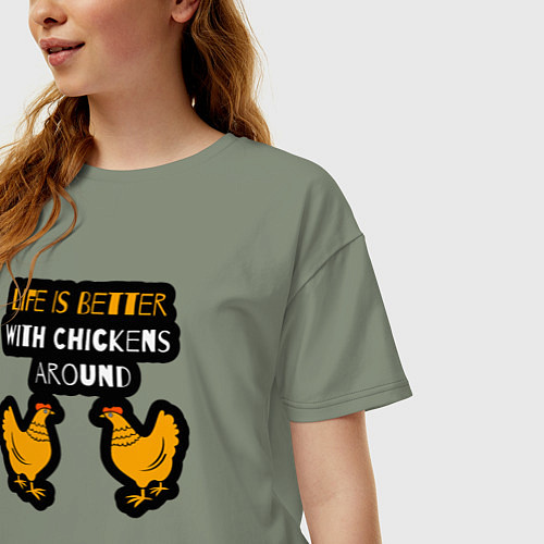Женская футболка оверсайз Жизнь лучше когда вокруг курицы / Авокадо – фото 3
