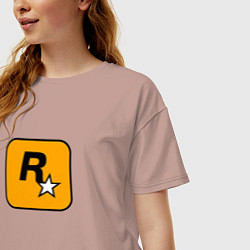 Футболка оверсайз женская Rockstar logo, цвет: пыльно-розовый — фото 2