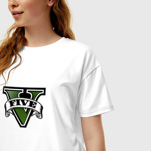 Женская футболка оверсайз Grand Theft Auto V logo / Белый – фото 3