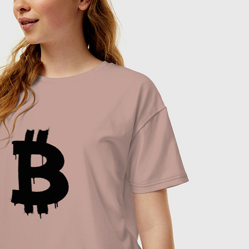 Женская футболка оверсайз Биткоин - знак / Пыльно-розовый – фото 3