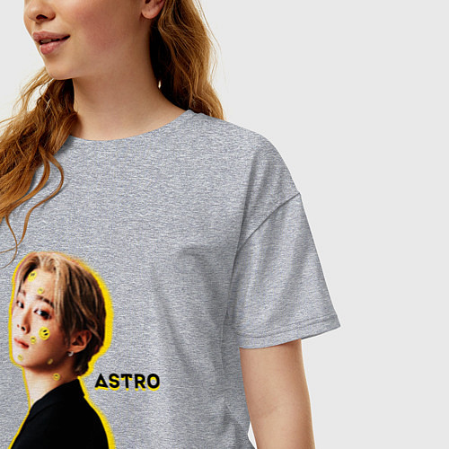 Женская футболка оверсайз Улыбка astro / Меланж – фото 3