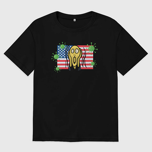 Женская футболка оверсайз Вирус в США / Черный – фото 1