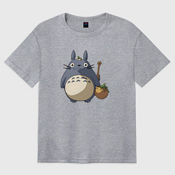 Футболка оверсайз женская Смешной тоторо, цвет: меланж