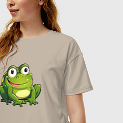 Футболка оверсайз женская Смешная жаба, цвет: миндальный — фото 2