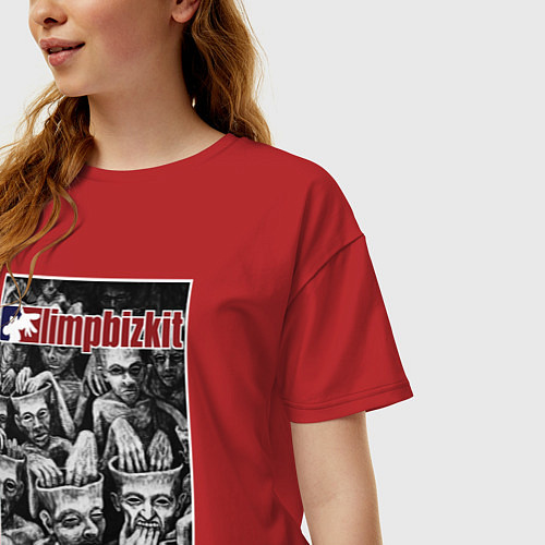 Женская футболка оверсайз Limp Bizkit - new old songs / Красный – фото 3